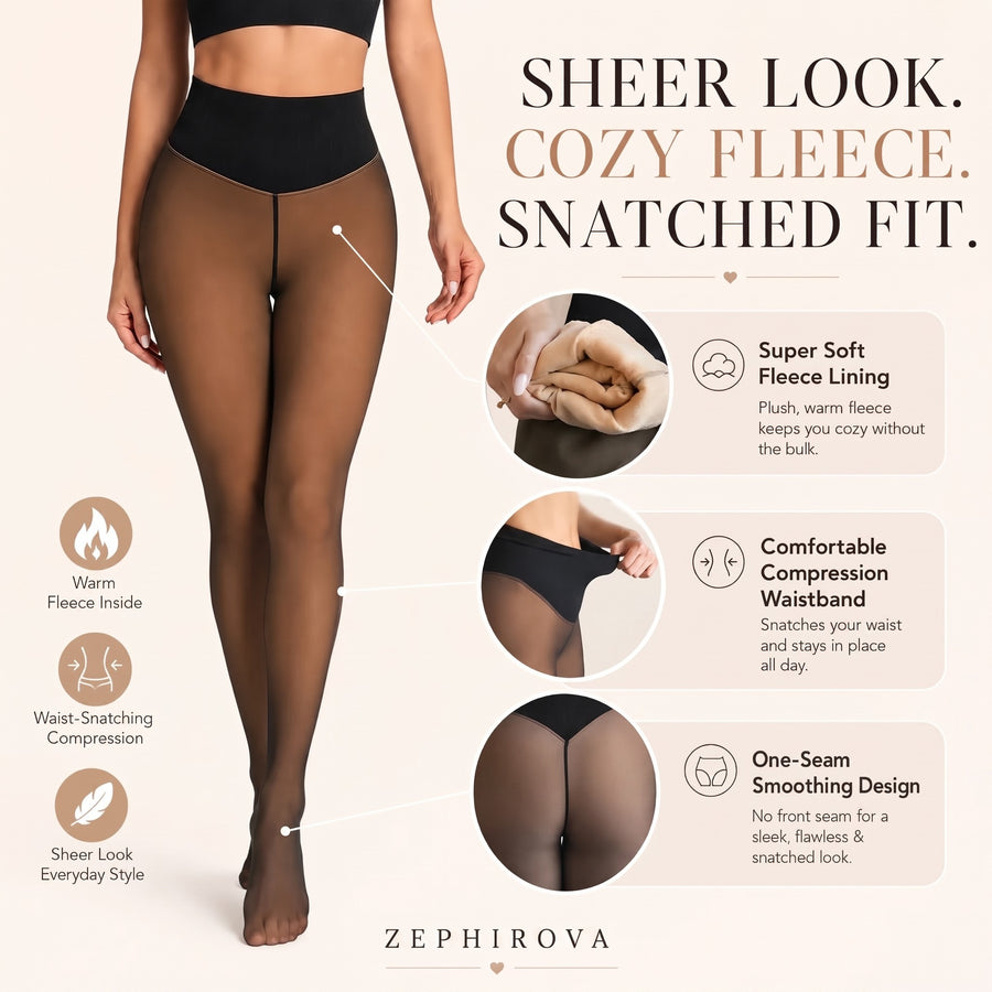 Sheer Illusion Fleece-Lined Tights
