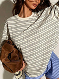 Oversized Striped Long Sleeve Tee – Cream