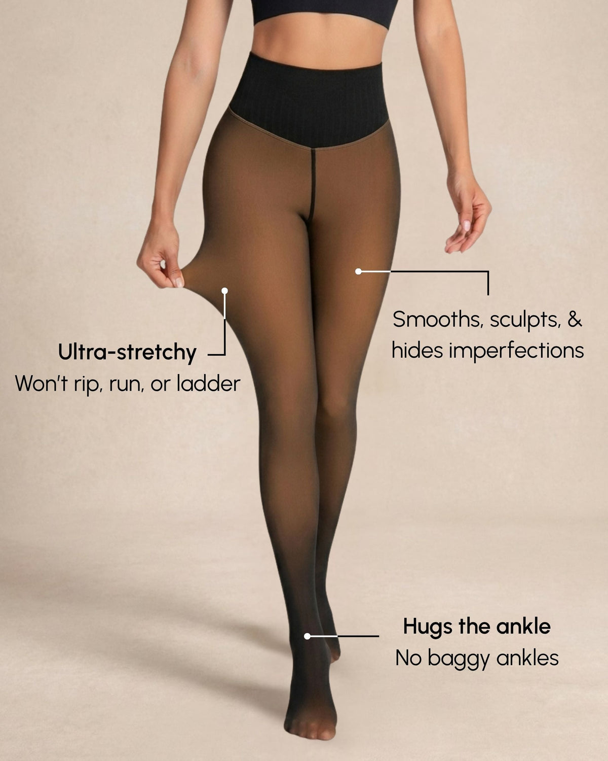 Sheer Illusion Fleece-Lined Tights – ultra-stretchy, sculpting fit