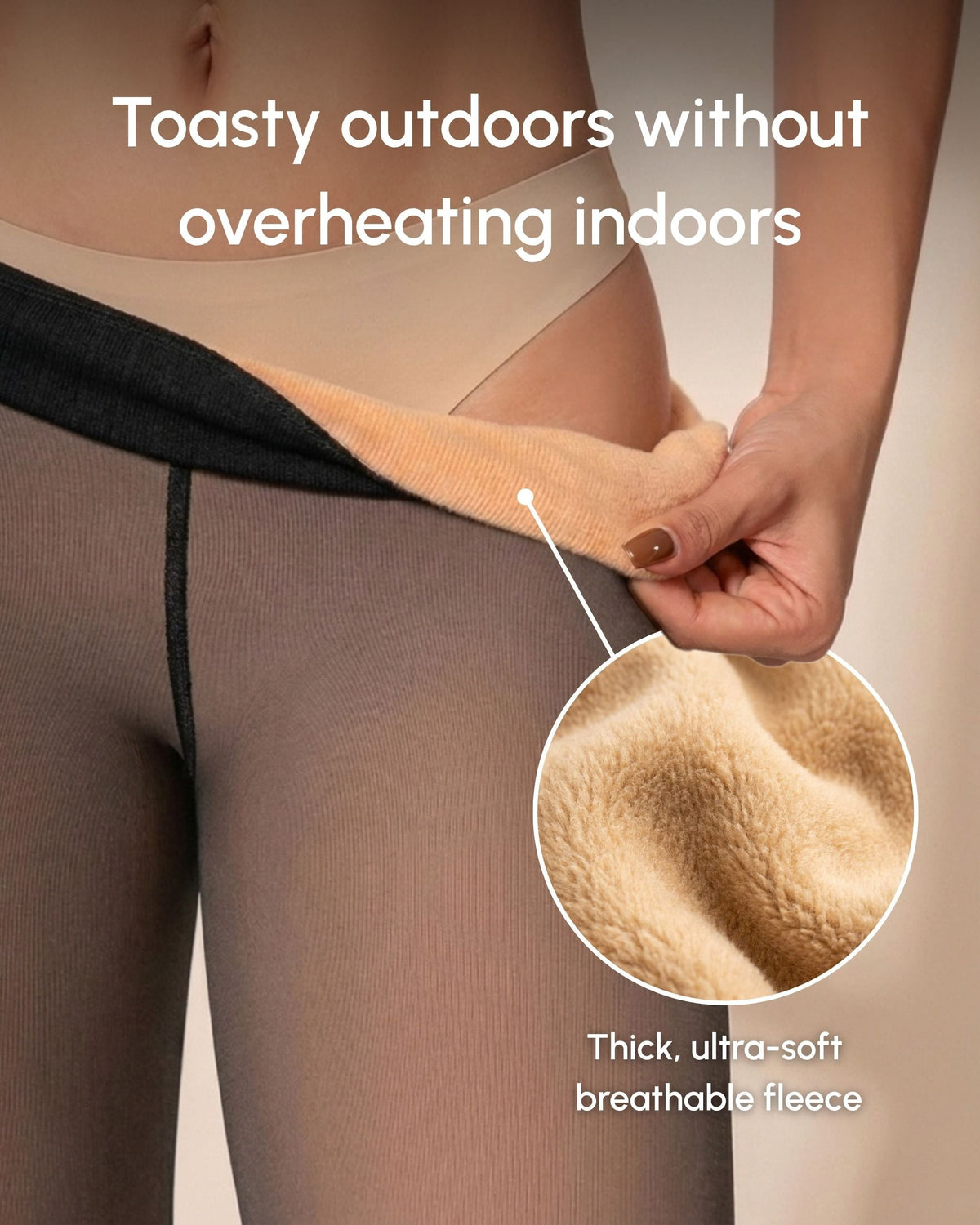 Sheer Illusion Fleece-Lined Tights – thick, ultra-soft breathable fleece