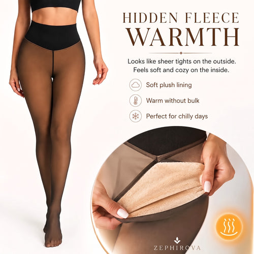 Sheer Illusion Fleece-Lined Tights – hidden fleece warmth