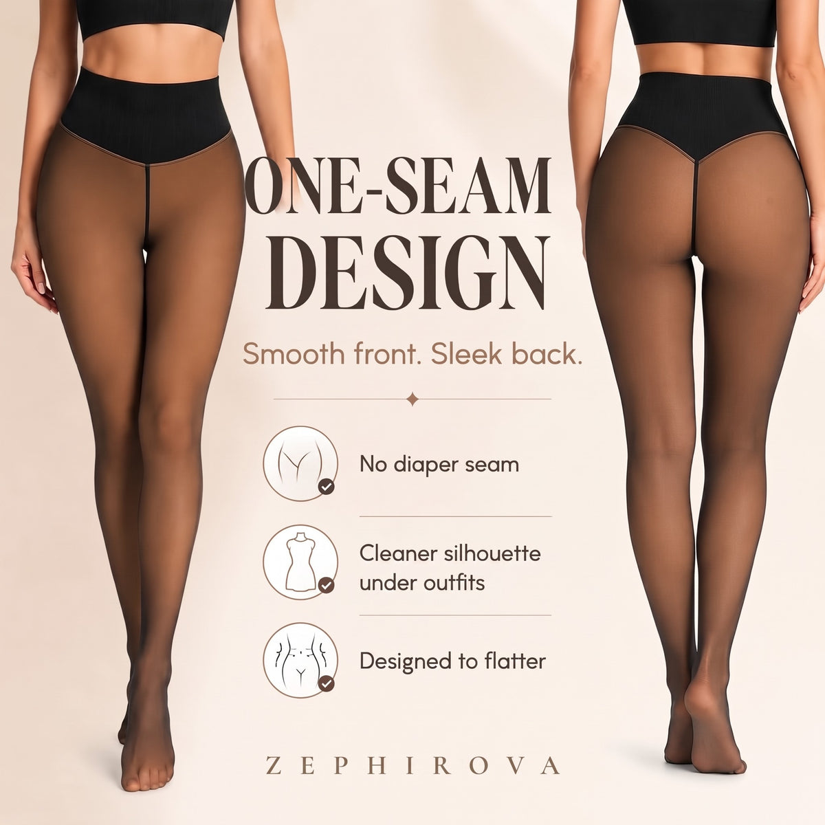 Sheer Illusion Fleece-Lined Tights – one-seam design